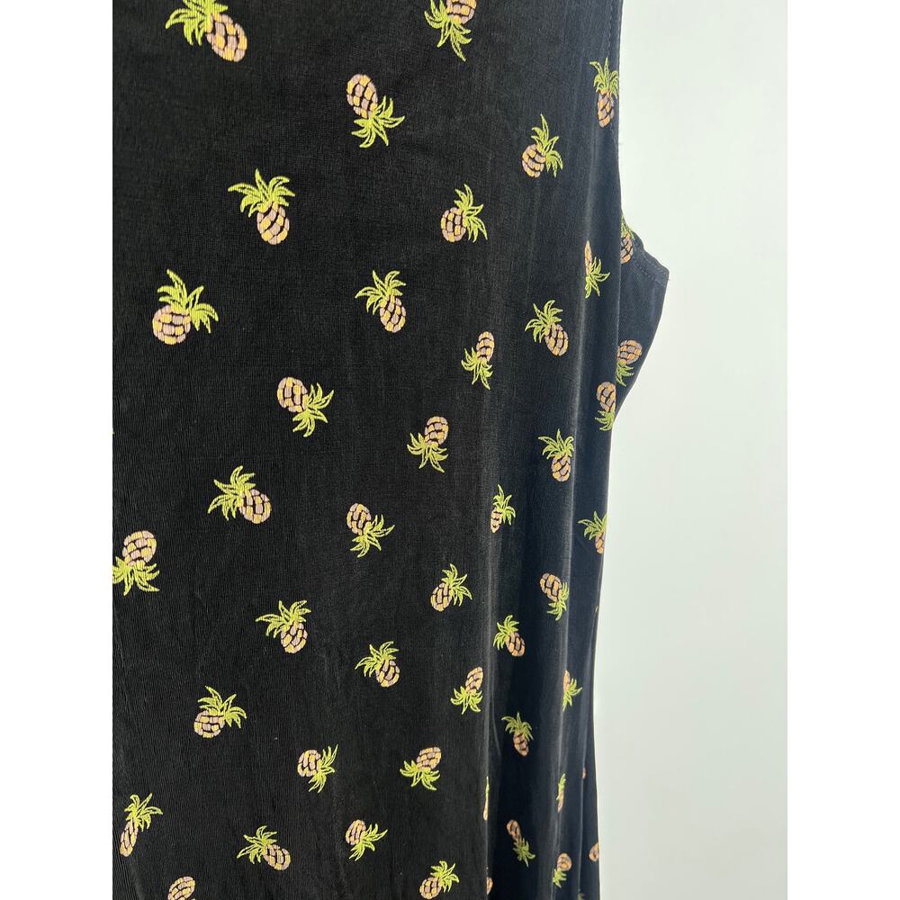 Coldwater Creek Size L Large Black Slinky Maxi Dress Tropical Pineapple Print - Picture 5 of 7